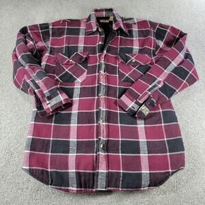 Vintage Northwest Blue Mens Jacket M Red Black Plaid Quilt Lined Flannel Shacket
